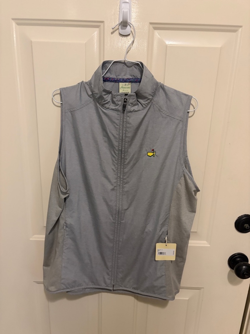 Masters Light Gray Sleeveless Golf Vest with Yellow Logo